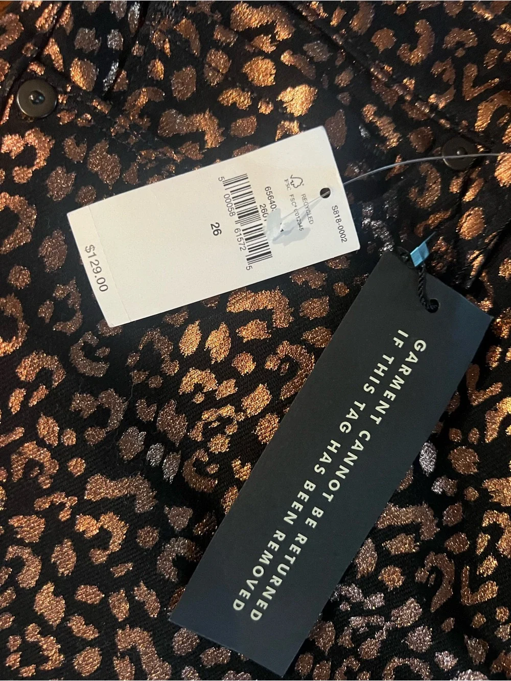 NWT Banana Republic Metallic Leopard Mid-Rise Skinny Ankle Jeans Size 26